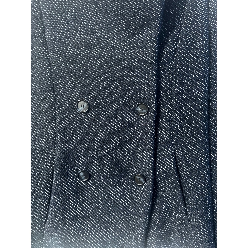 LOFT Cropped Pea Coat Womens M Navy Blue Textured Knit - Picture 6 of 8